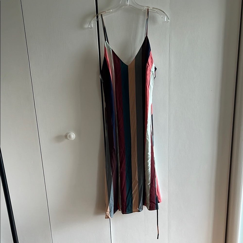LULUS Erin Muave Multi stripe belted midi slip dress - Picture 2 of 9